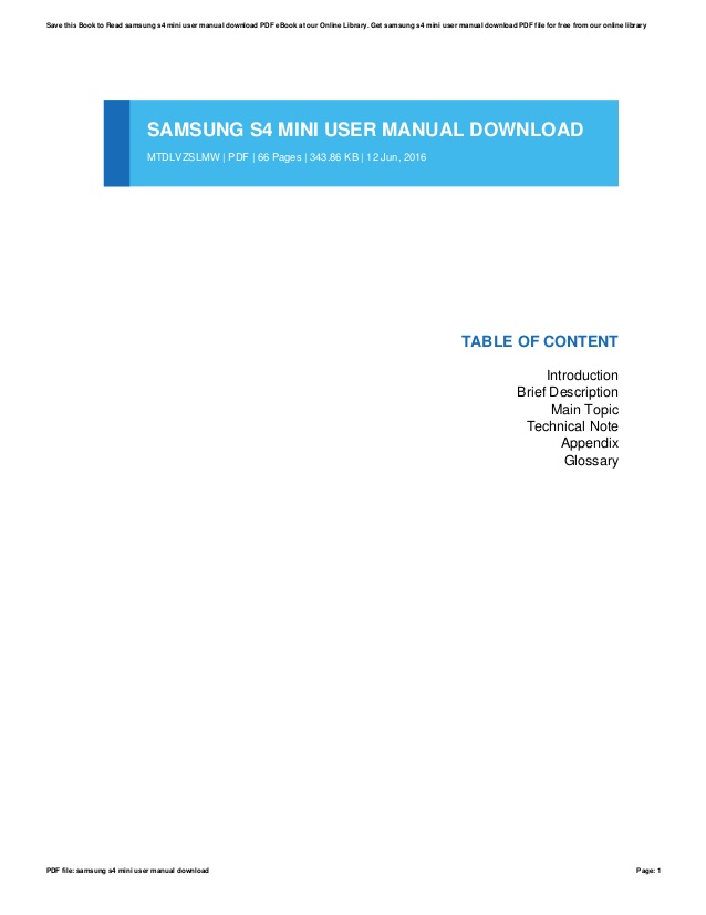 Samsung S4 User Manual Free Download